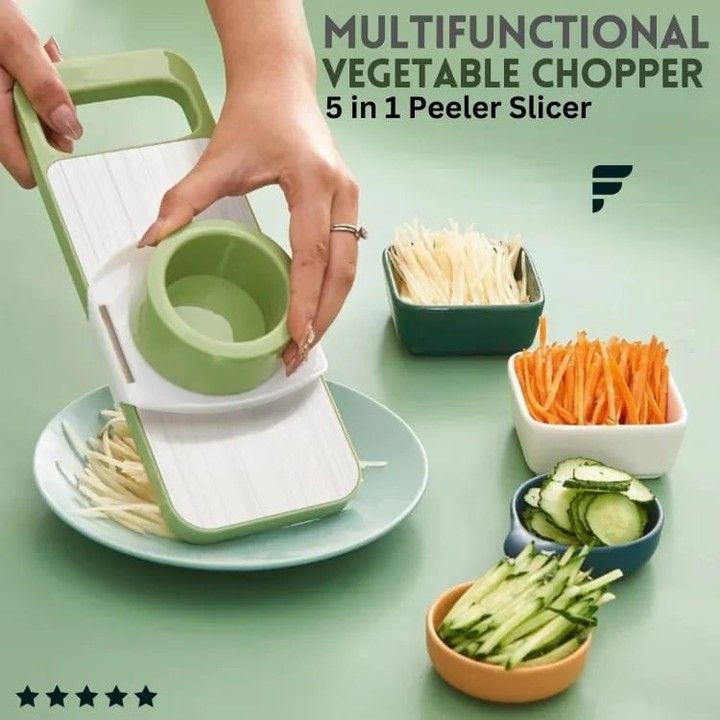 5-in-1 Multifunctional Vegetable Chopper & Slicer with Interchangeable Blades