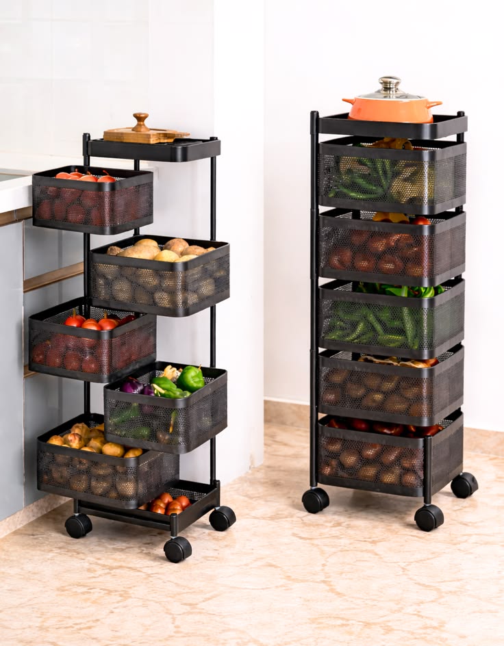5-Tier Rolling Kitchen Storage Cart – Multi-Purpose Metal Organizer Rack