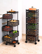 5-Tier Rolling Kitchen Storage Cart – Multi-Purpose Metal Organizer Rack
