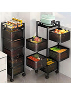5-Tier Rolling Kitchen Storage Cart – Multi-Purpose Metal Organizer Rack