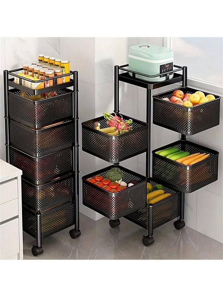 5-Tier Rolling Kitchen Storage Cart – Multi-Purpose Metal Organizer Rack